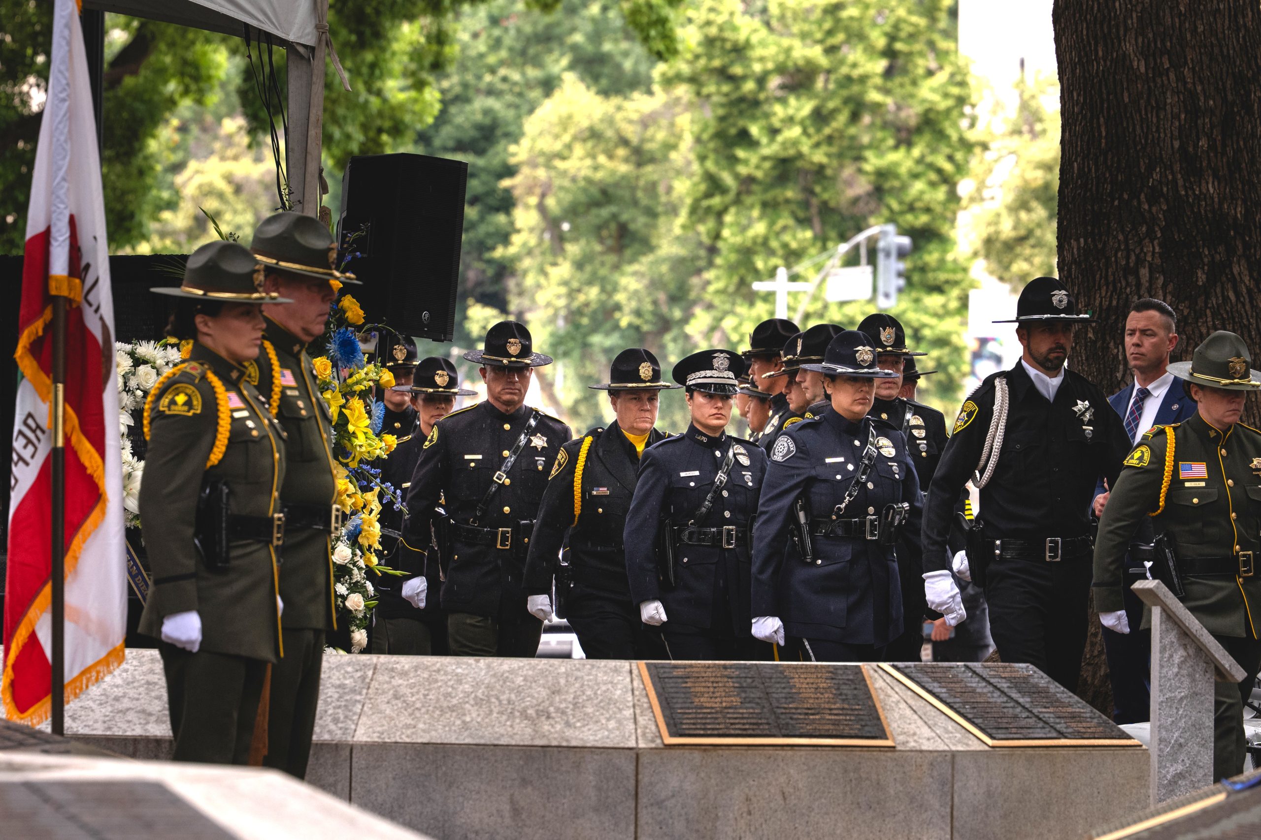 Officers in uniform at the California fallen officers memorial