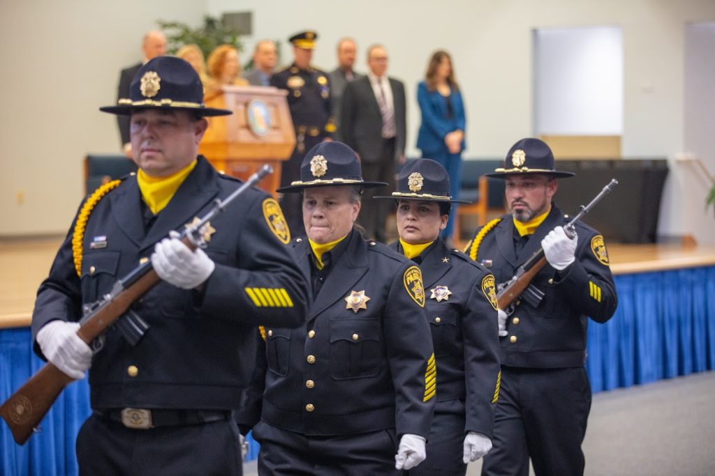 Parole Honor Guard during the opening of the parole agent academy graduation. 