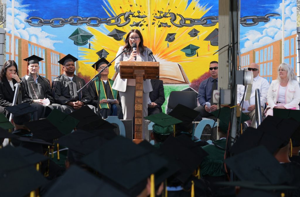 FSP graduation ceremony with speaker at podium