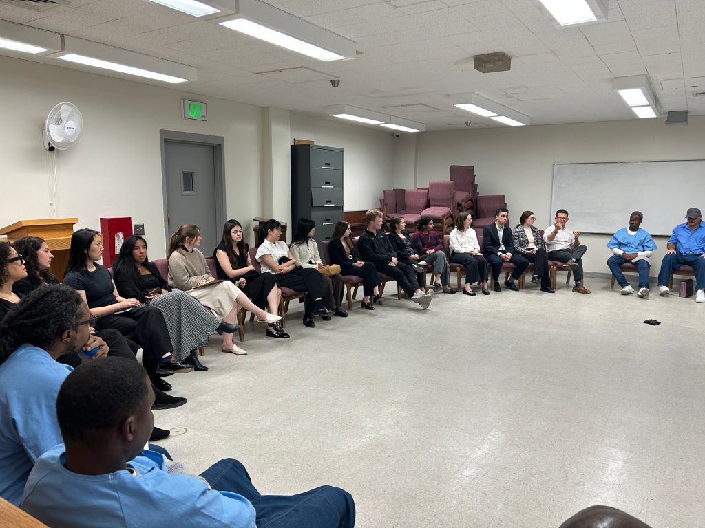 Stanford law students sit roundtable with large group of incarcerated and staff
