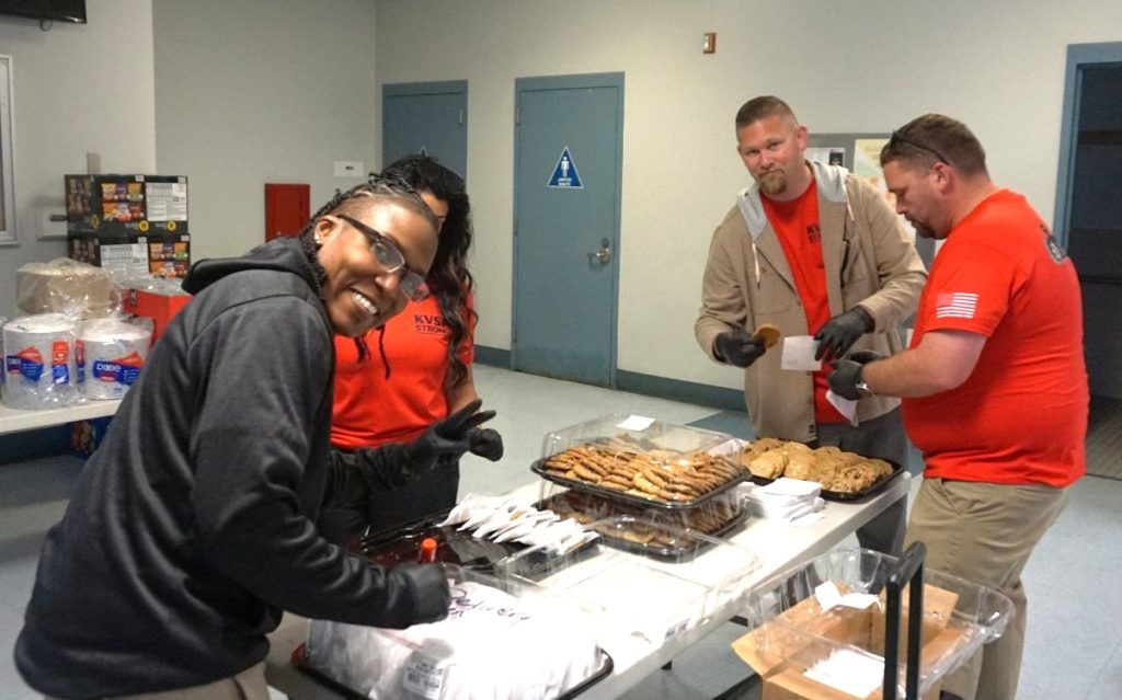Setting up during the staff event at KVSP.