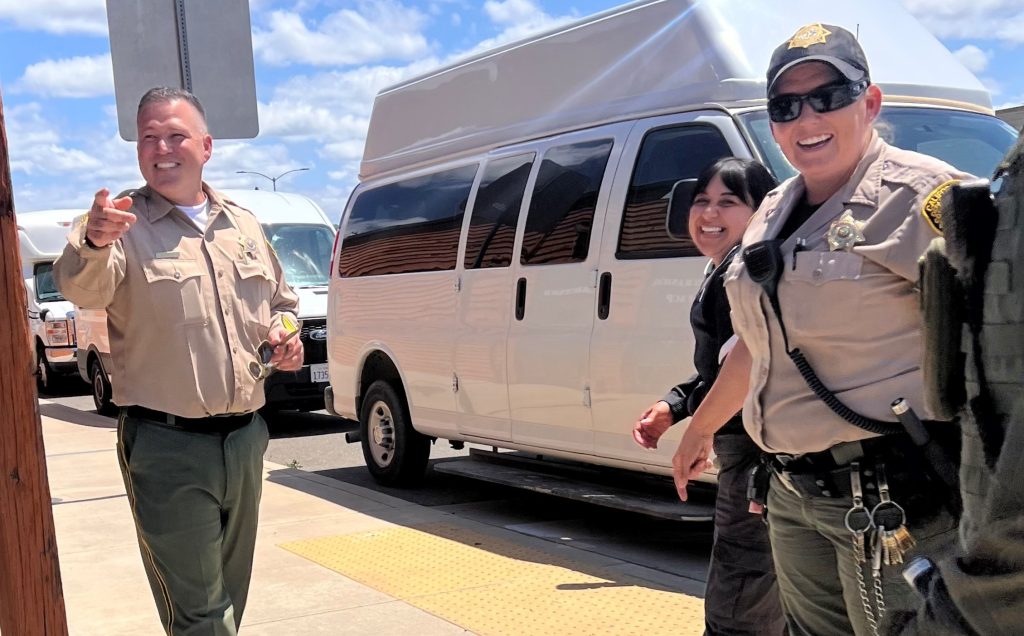 Staff smiling during an appreciation event at Mule Creek State Prison.