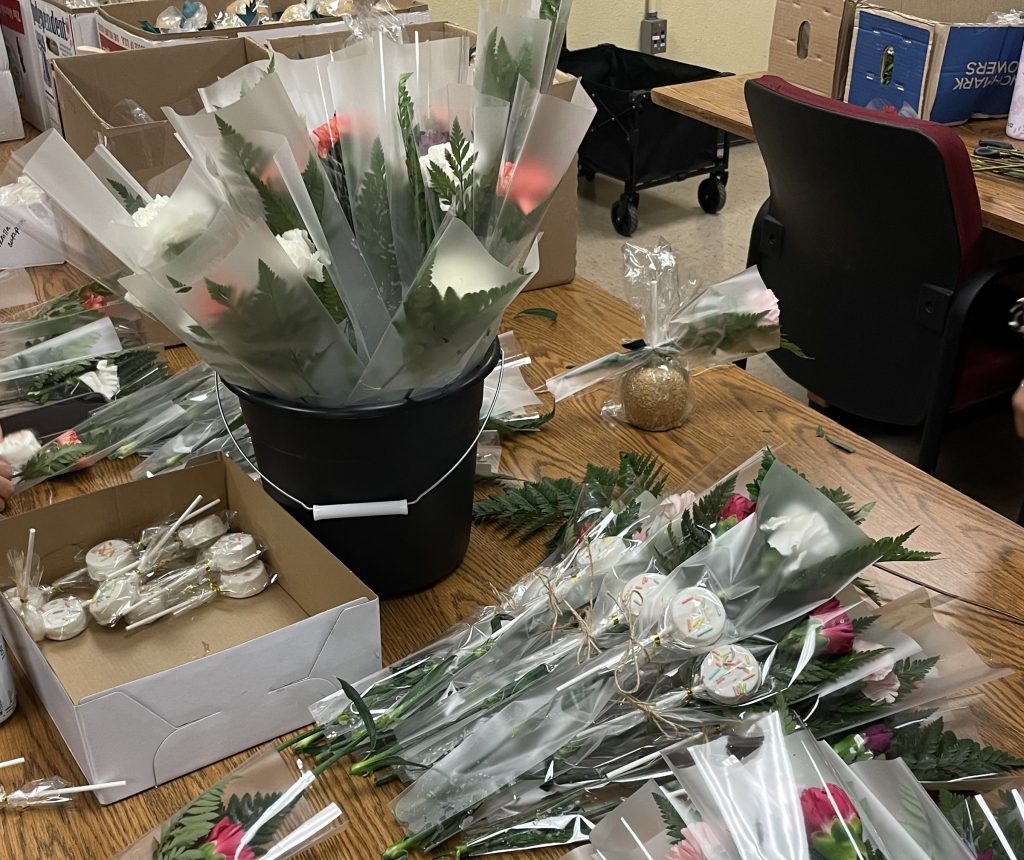 Flowers ready to assembly as Gratitude Grams at North Kern State Prison. 