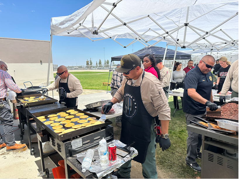 Working the grill during North Kern staff appreciation.