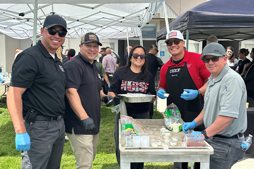 Serving beverages to staff at North Kern State Prison in Delano, California.