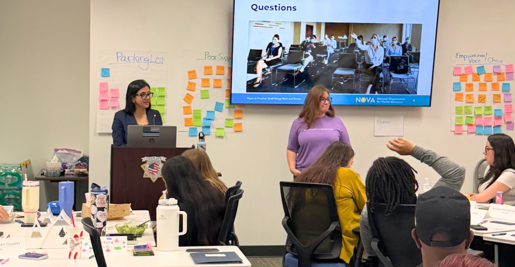 OVSRS Chief Mariam El-Menshawi presenting at the California Crime Victim's Assistance Association Entry Level Training on Victims’ Rights