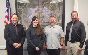 Corrine Eller, wastewater chemist, with prison leaders at Pelican Bay State Prison.