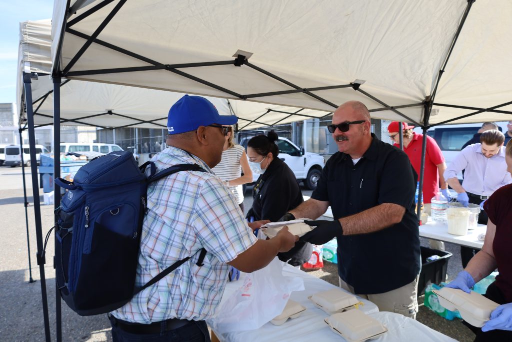 Serving food during staff appreciation at CSP-Sacramento.