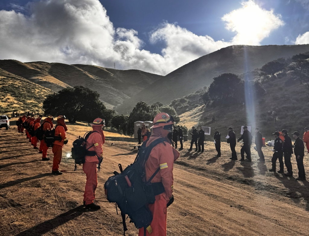 SCC firefighters line up with staff for fire season drills