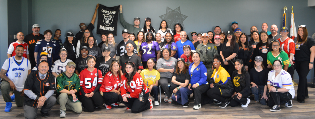 Sports jerseys at CSP-Solano for staff appreciation day.