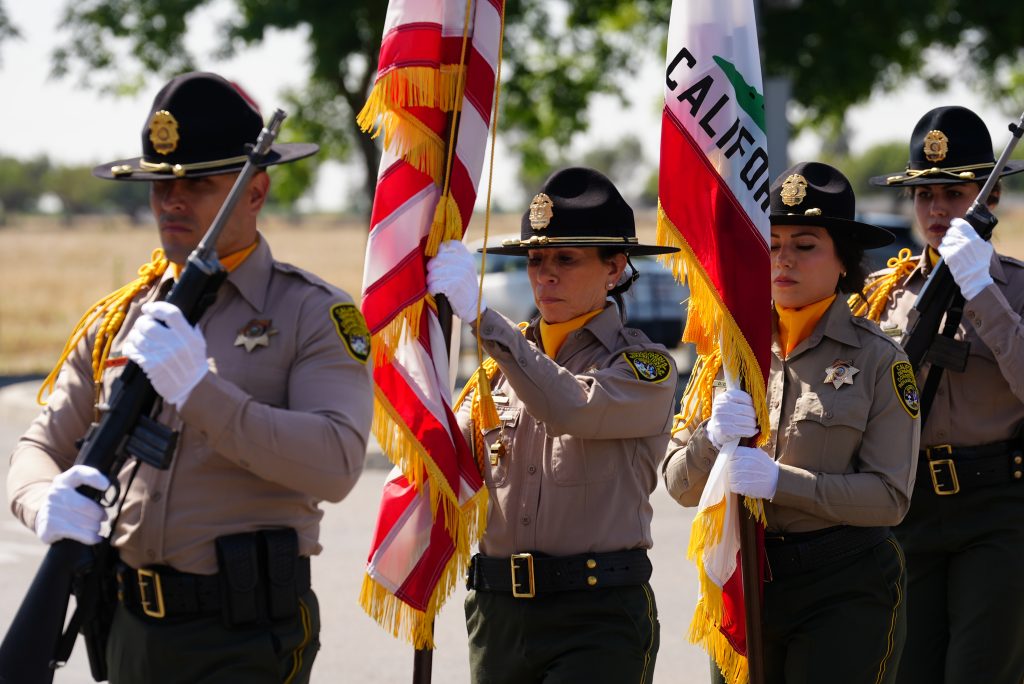 Honor Guard presents colors at Valley State Prison. 