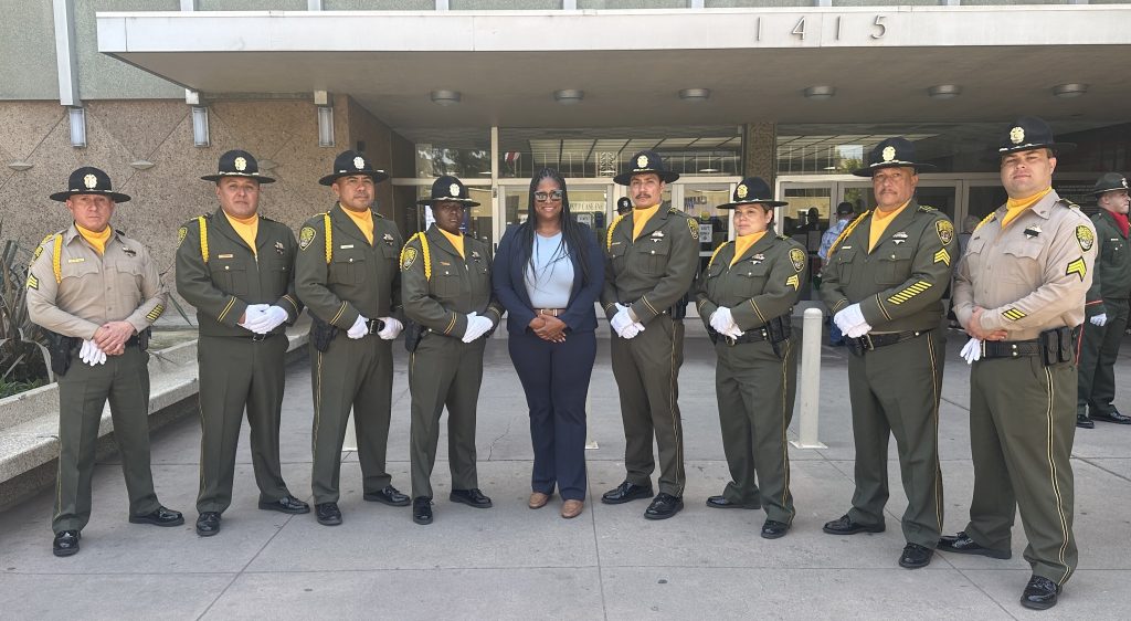 WSP-RC Warden A. Williams with Honor Guard members at the Peace Officers Memorial in Bakersfield.