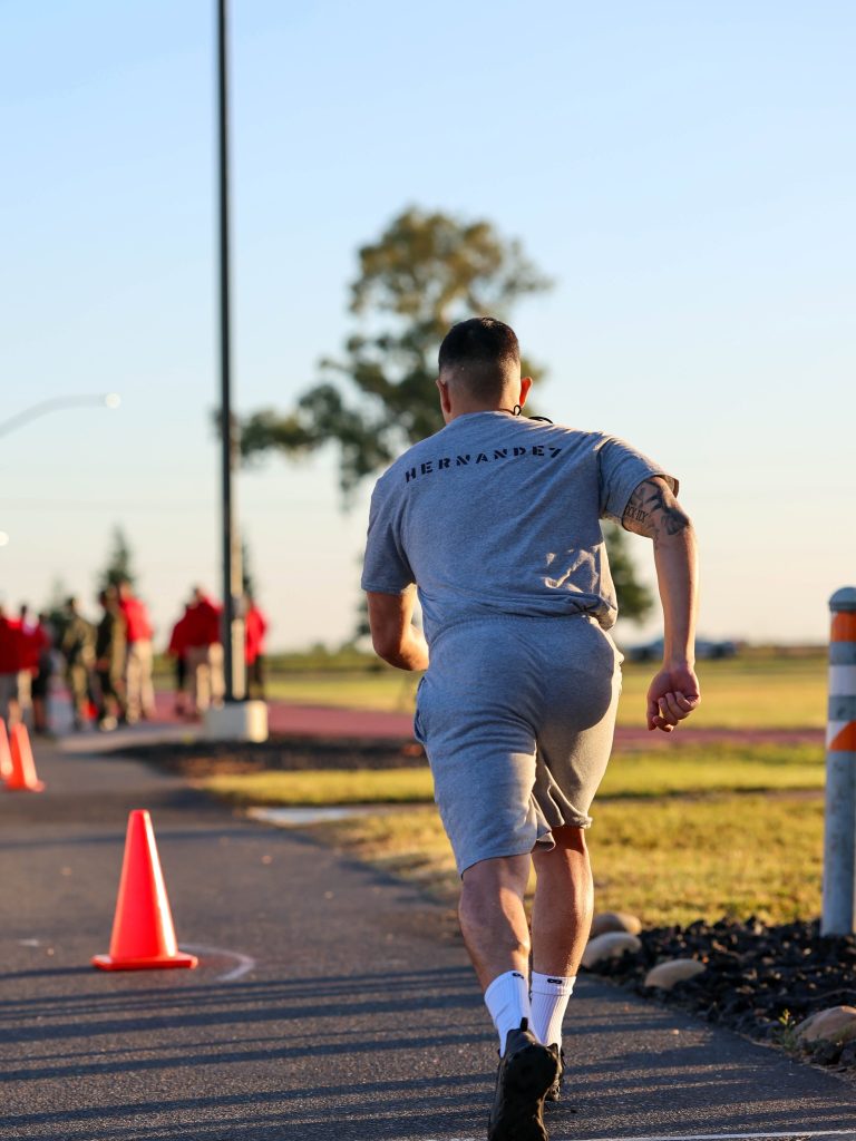Running the Academy track.