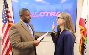 CALCTRA Director Suzie Changus was officially sworn in by Jason Johnson, Acting Chair of the Board.
