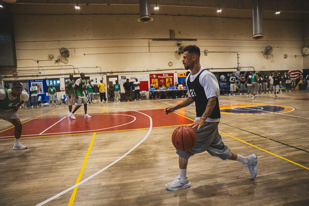 A player dribbles the ball during the CIM tournament.