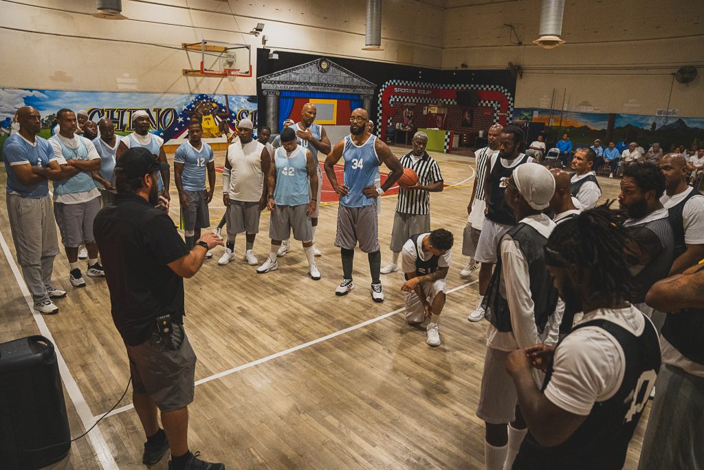 Coach gives a pep talk at the CIM tournament.