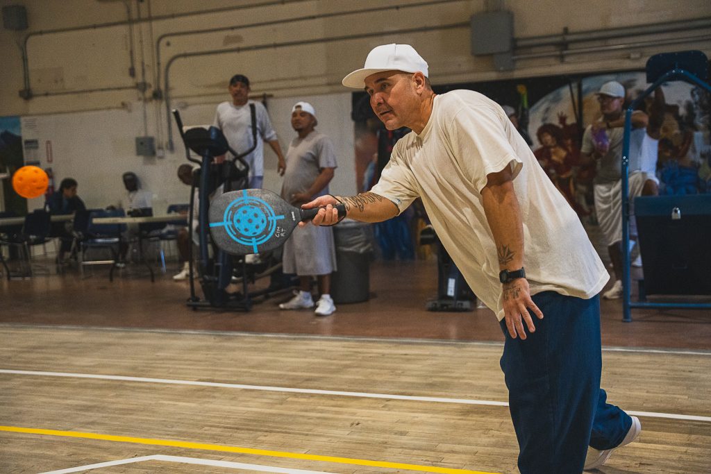 Playing pickleball at CIM.