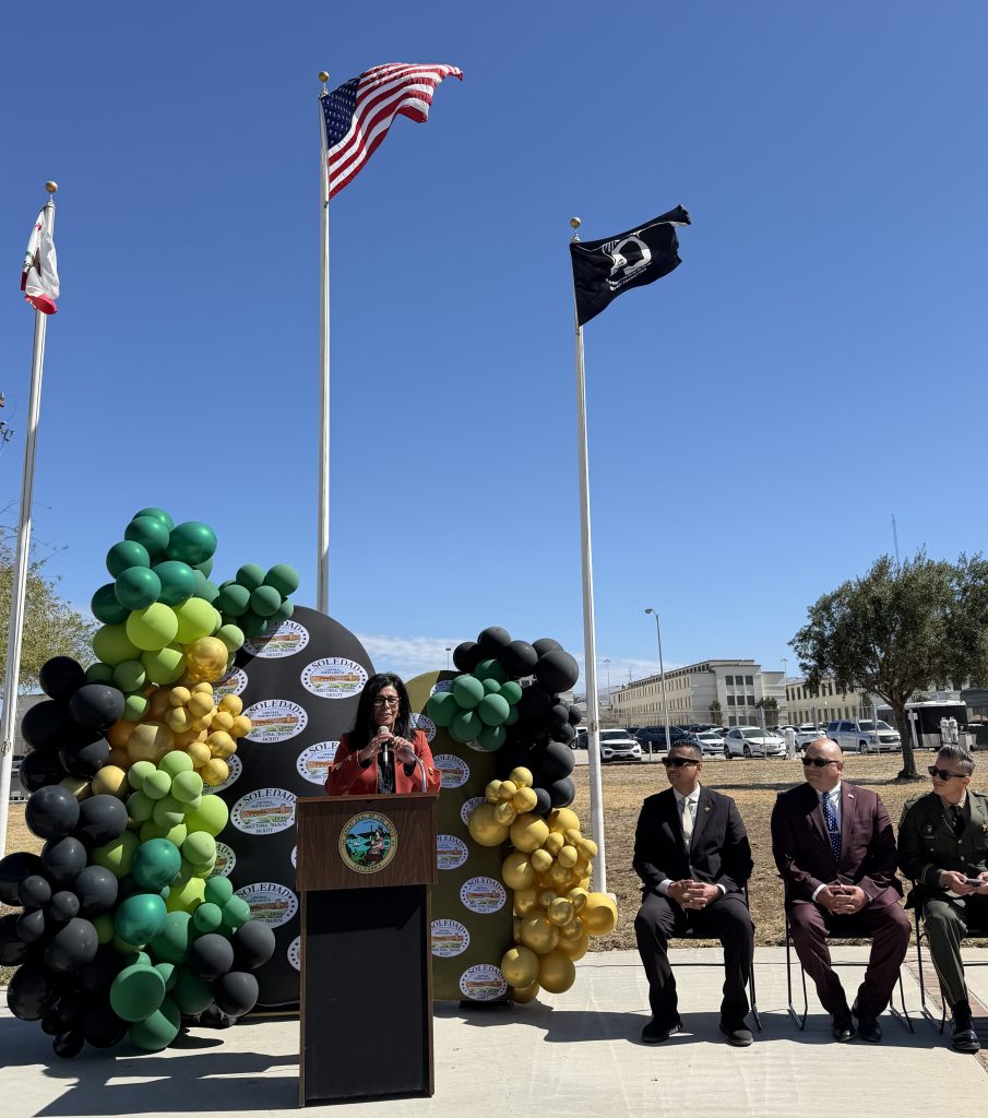 Acting Warden Rojas speaks during the promotional ceremony at CTF-Soledad.