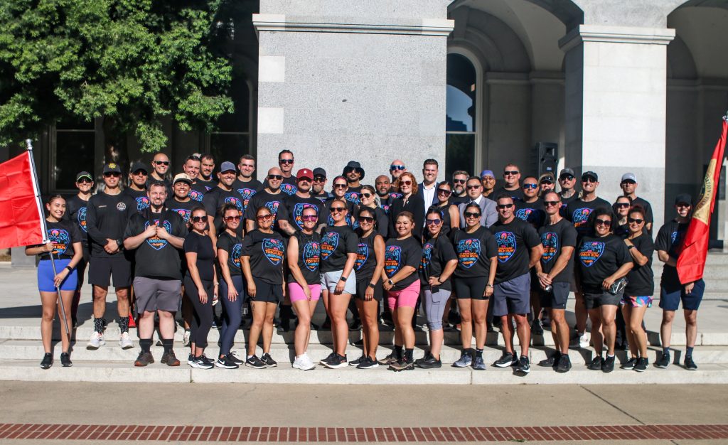 CDCR and CCHCS staff on the Capitol steps after the Law Enforcement Torch Run.