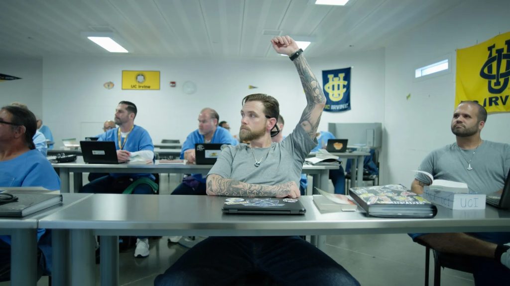 Incarcerated student raises hand at UCI’s RJD campus