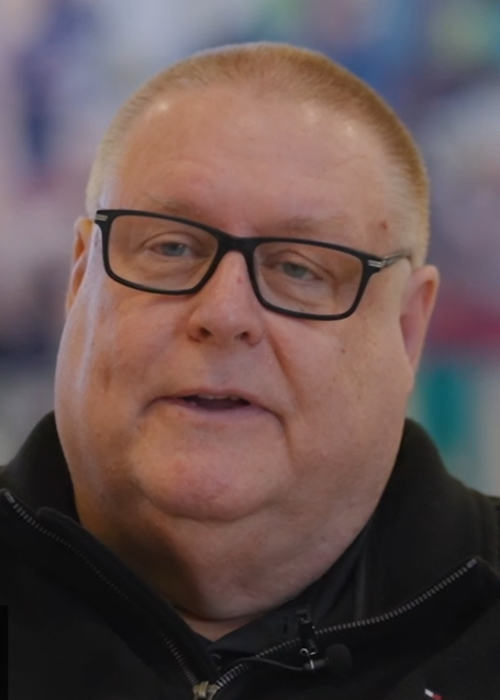 Photo of Mark Ruefenacht being interviewed.