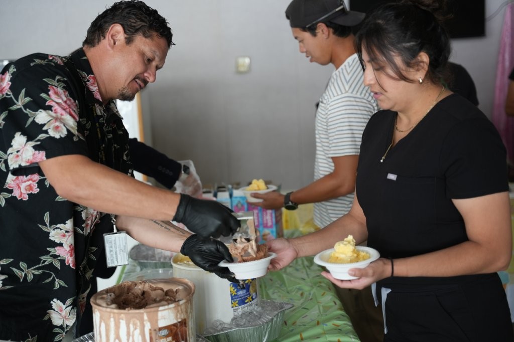Serving food at the RJD staff appreciation event.