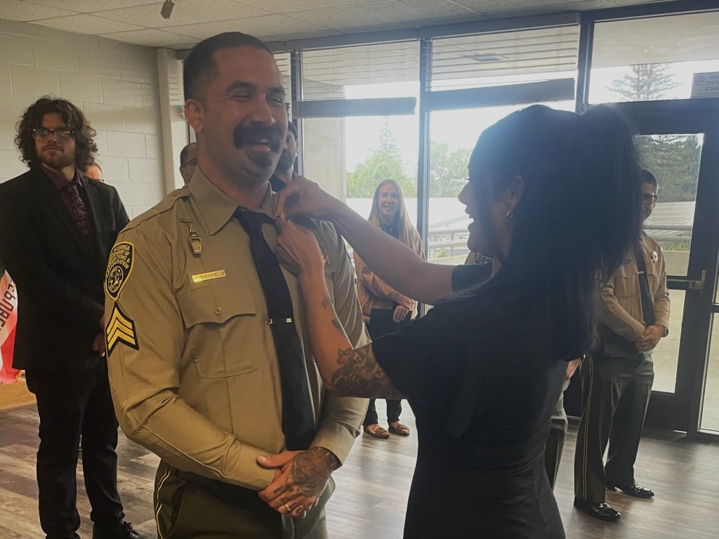 Staff members receive rank insignias at CSP-Sacramento.
