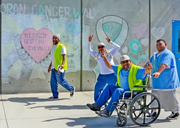 Incarcerated participants at Corcoran State Prison's Cancer Walk fundraiser