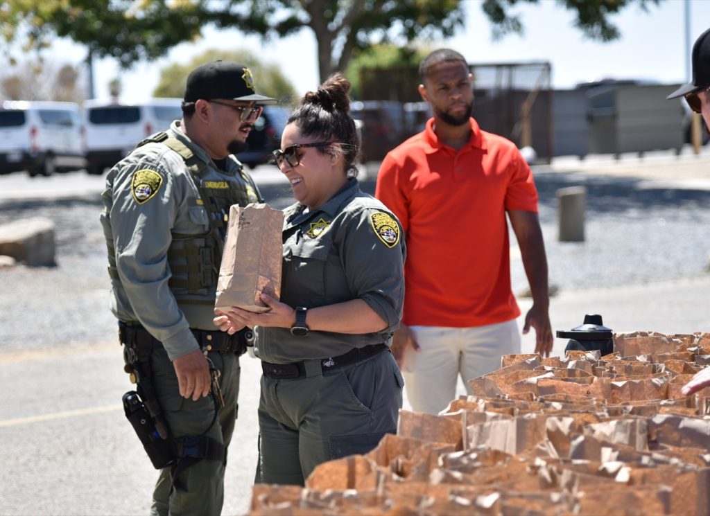 Staff members get their sack lunches at Avenal State Prison, June 2, 2026.