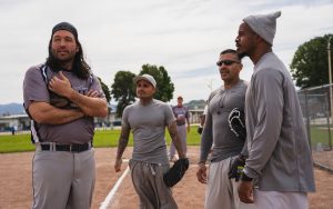 Saints softball team with incarcerated players from CIM-Chino