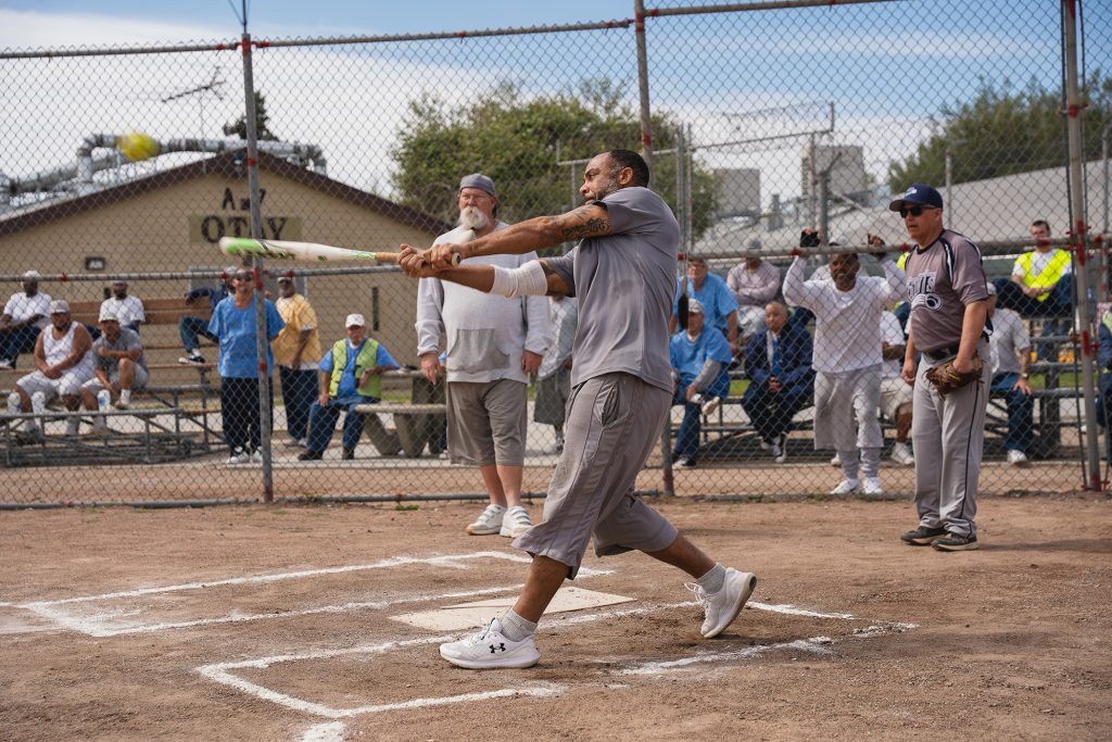 Taking a swing at the ball at CIM.