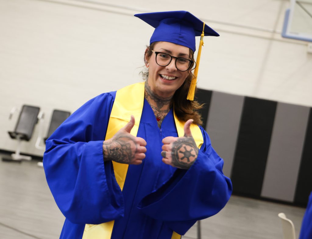 Thumbs up from a Defy Ventures graduate at CIW.