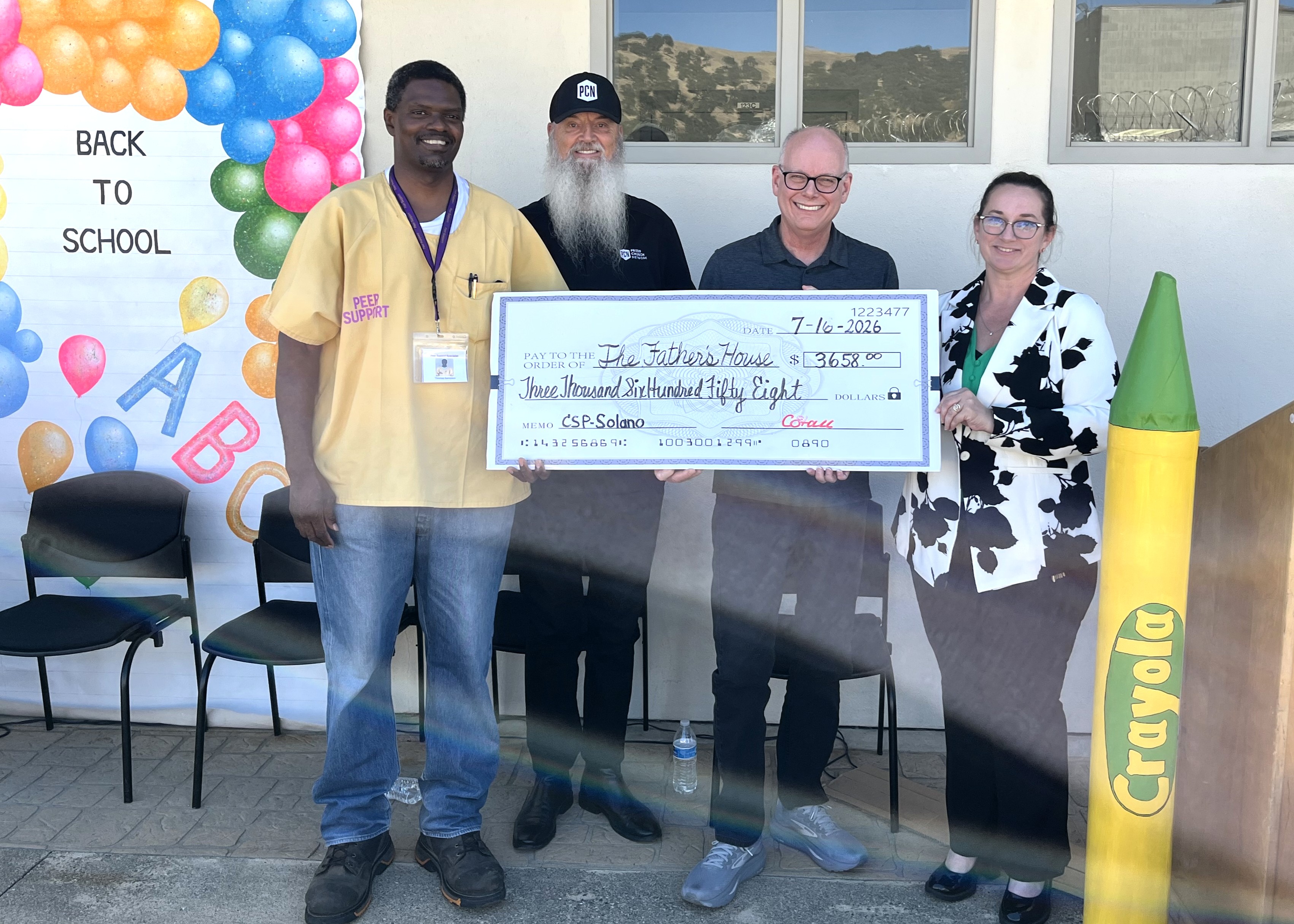 CSP Solano fundraisers with check for charity
