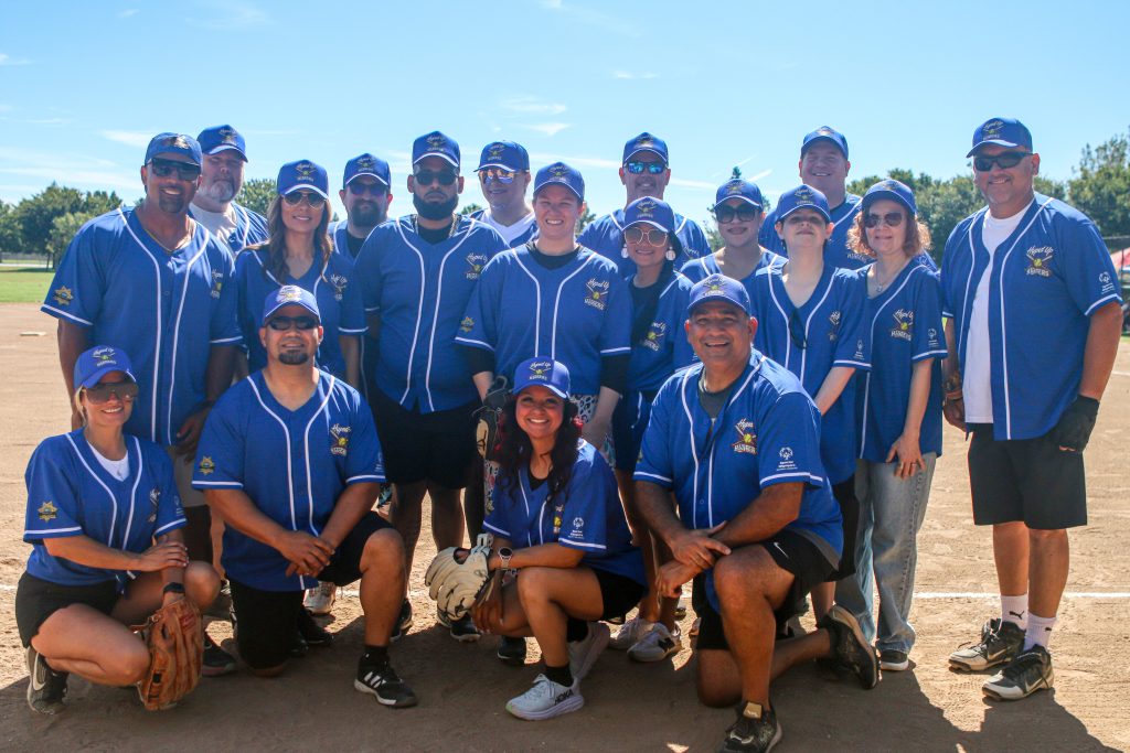 Blue softball team group photo