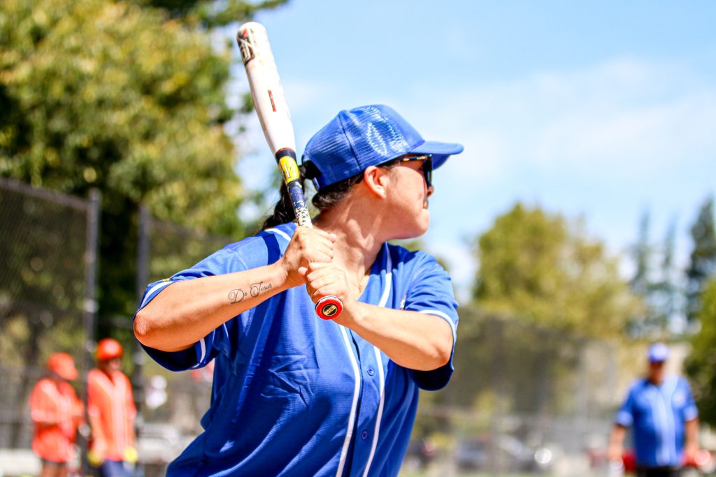 Batter waits for the pitch at the DAPO softball game. 