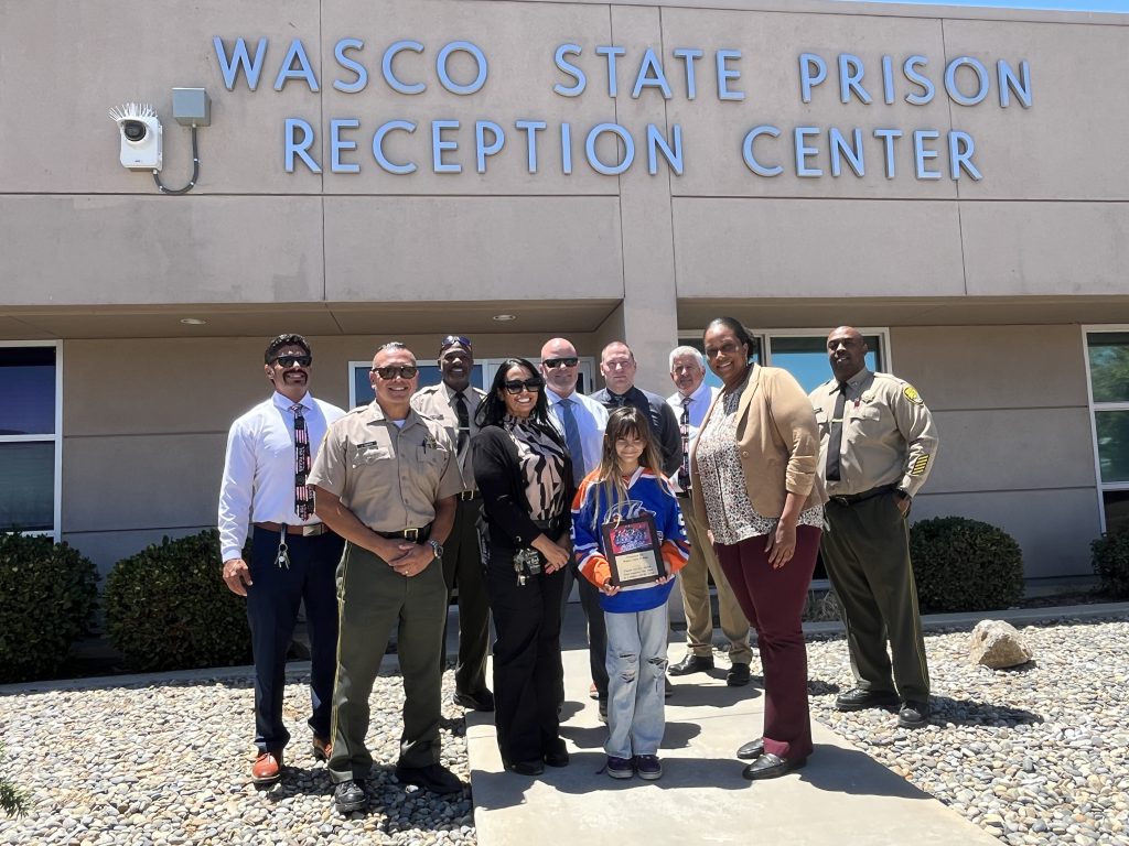 Wasco State Prison Leadership team was presented with a team plaque with photo for sponsoring a local 10U Junior Condors hockey team.