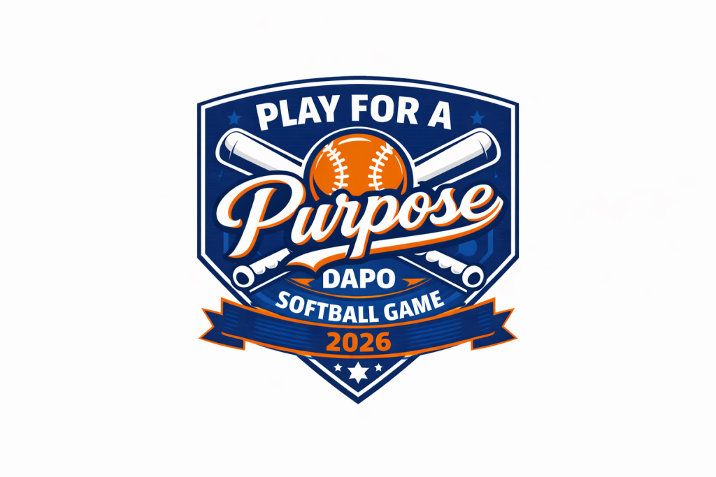 DAPO Play for a Purpose Softball Game 2026 logo.