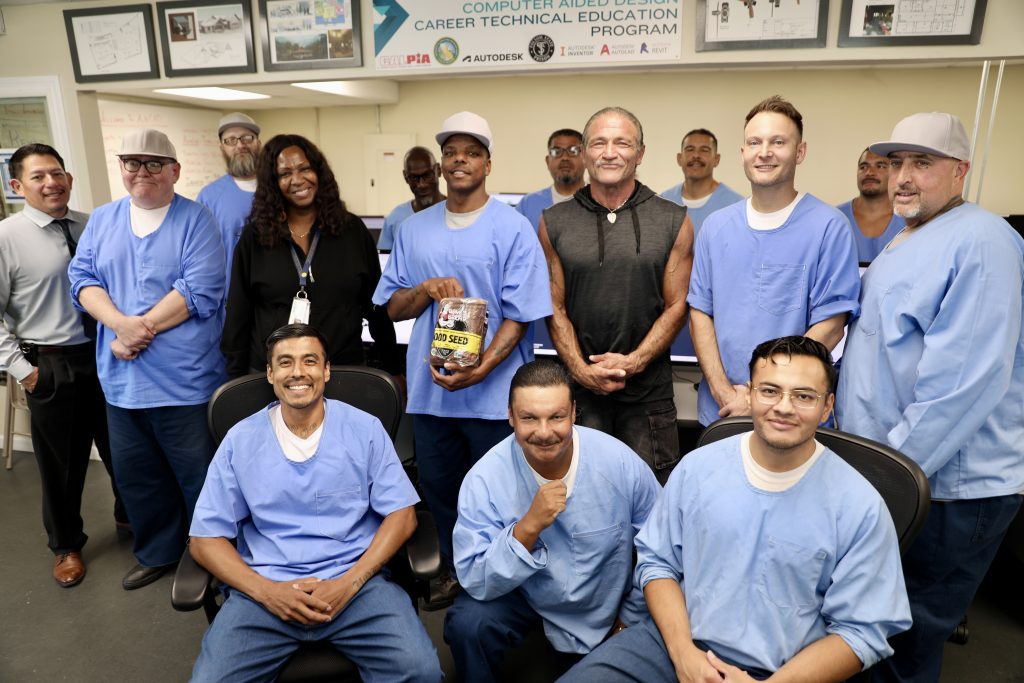 Dave Dahl with AutoCAD students in CALCTRA.