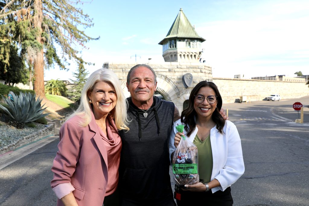 Michele Kane, Dave Dahl and acting Folsom Prison Warden R. Rosalez.