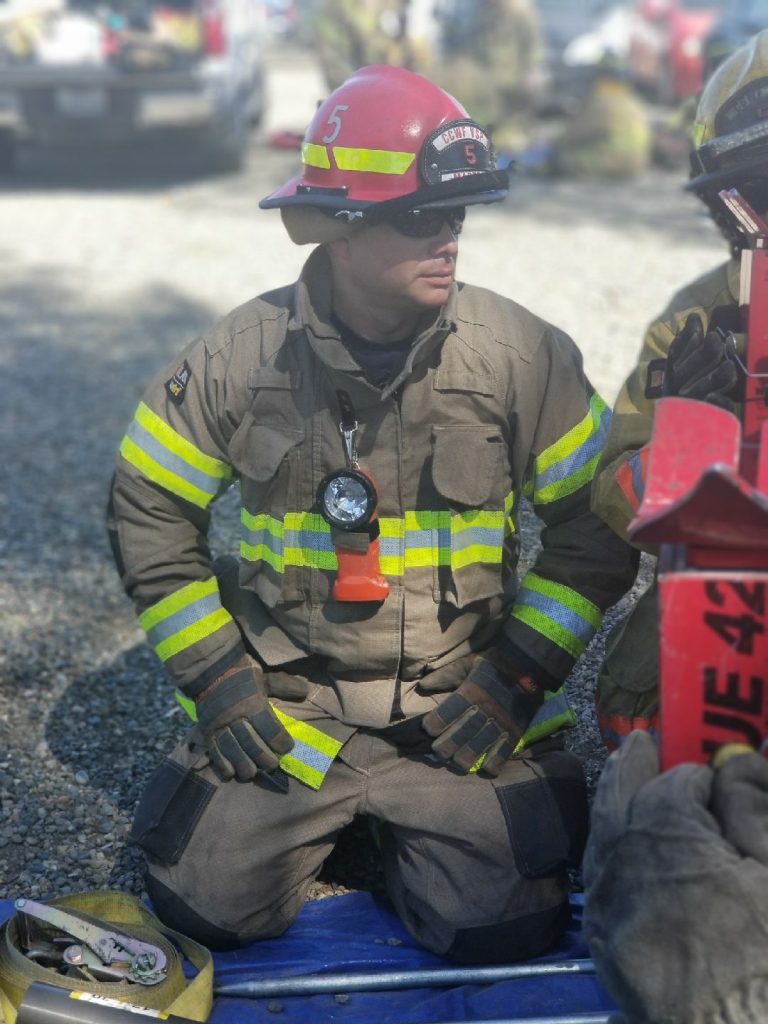 CCWF Fire Captain Reis wearing gear.