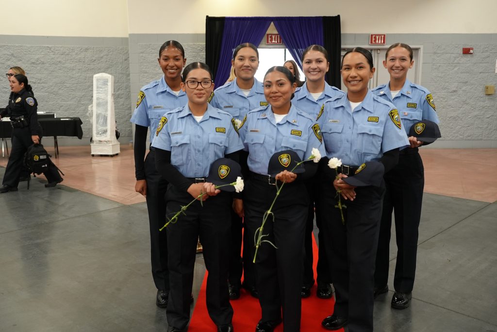 Group photo of Fresno Police cadets at the Women in Law Enforcement Symposium.