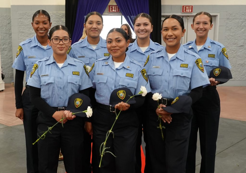 Group photo of Fresno Police cadets at the Women in Law Enforcement Symposium.
