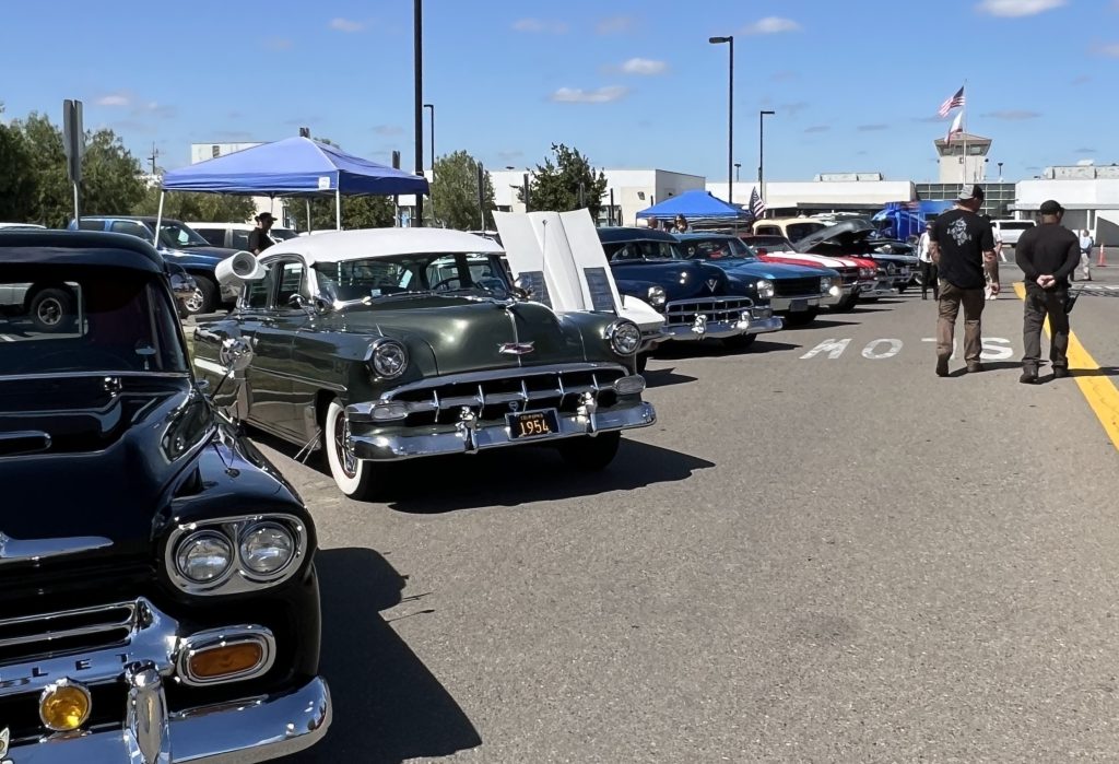 Staff check out the car show at CHCF in Stockton.