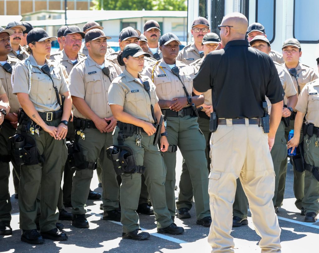 A group of cadets learn about CDCR transportation.