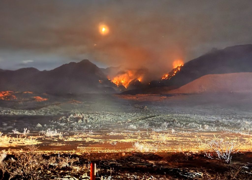 Mountain fire burning