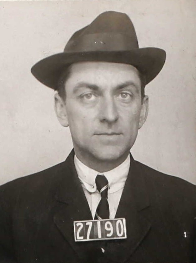 27190 Herbert Thornburg mugshot at San Quentin wearing a hat.