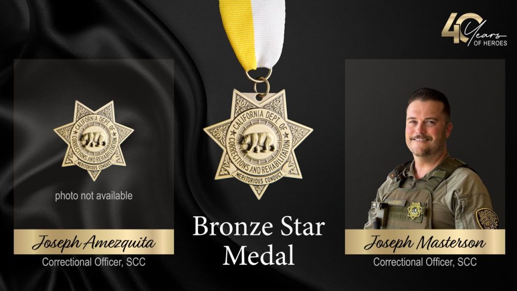 Portrait and medal for MOV Bronze Star honorees Amezquita and Masterson