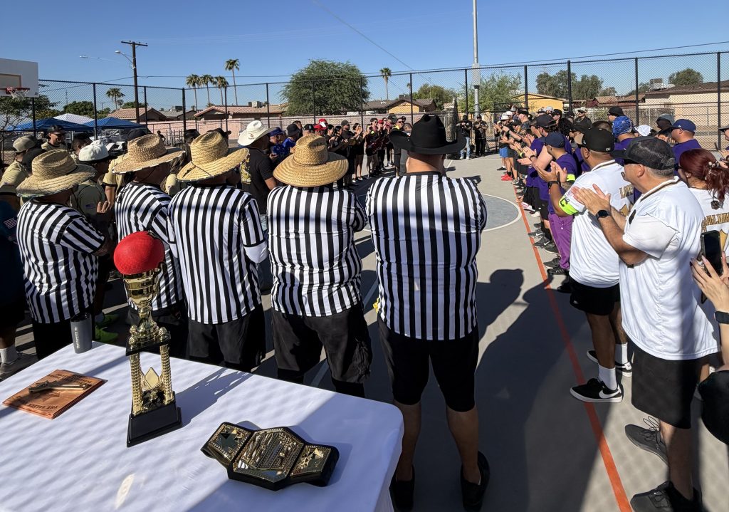 Referees and staff at the first Centinela State Prison Dodgeball Tournament.