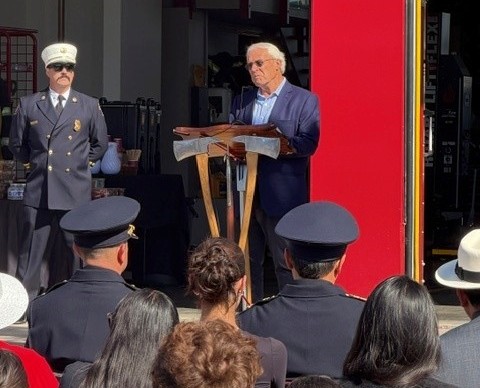 A speaker at the ceremony in Salinas.
