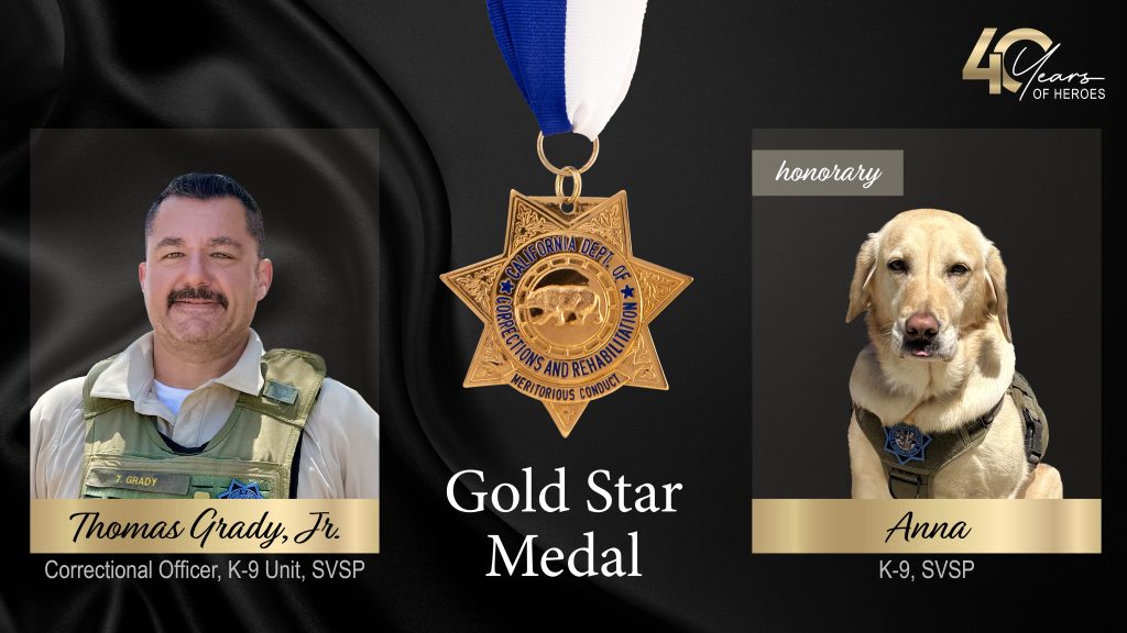 Gold star honorees, Officer Grady and K-9 Anna (honorary gold star).